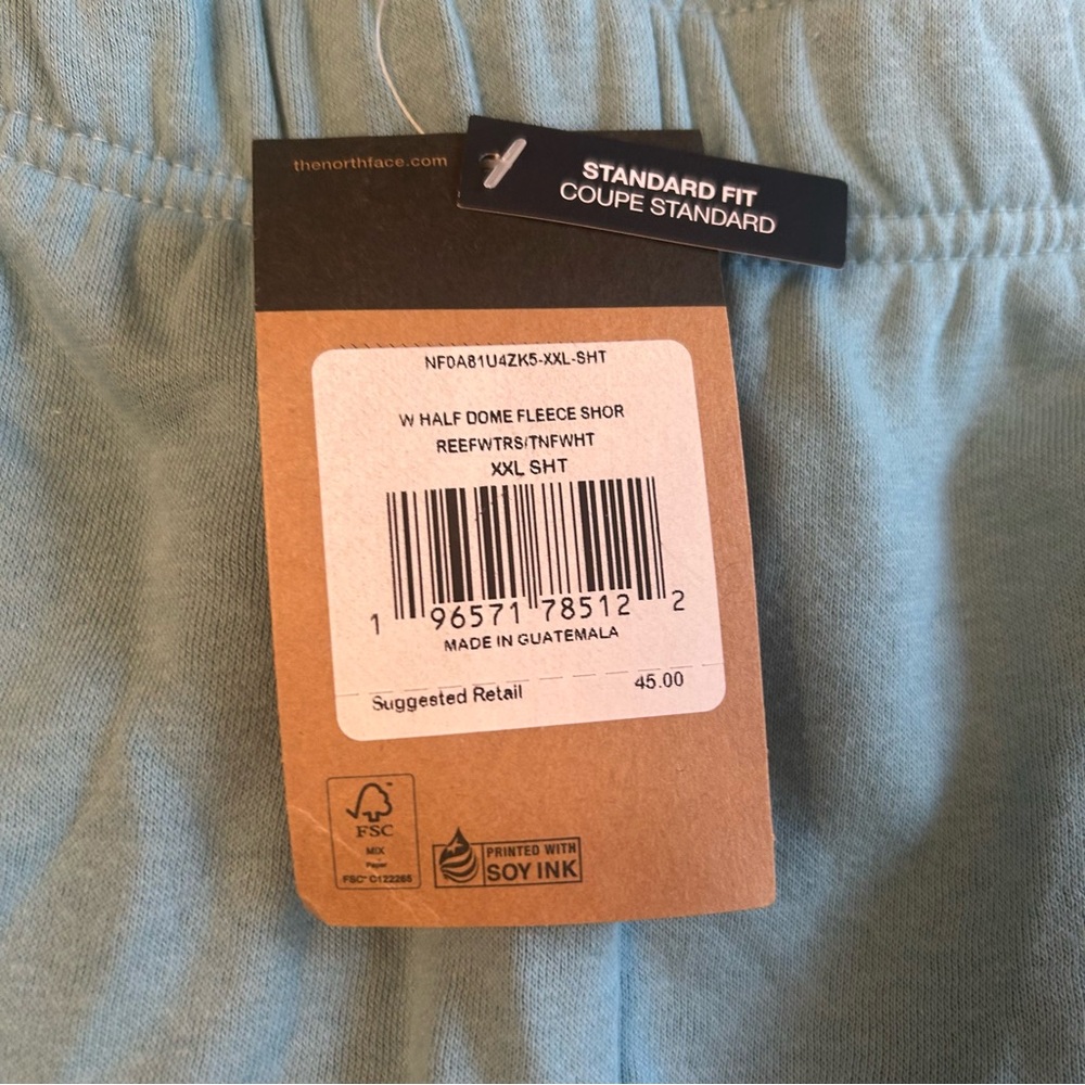 THE NORTH FACE Half Dome Fleece Womens Shorts Reef Waters/TNF White Sz XXL New - Picture 4 of 6